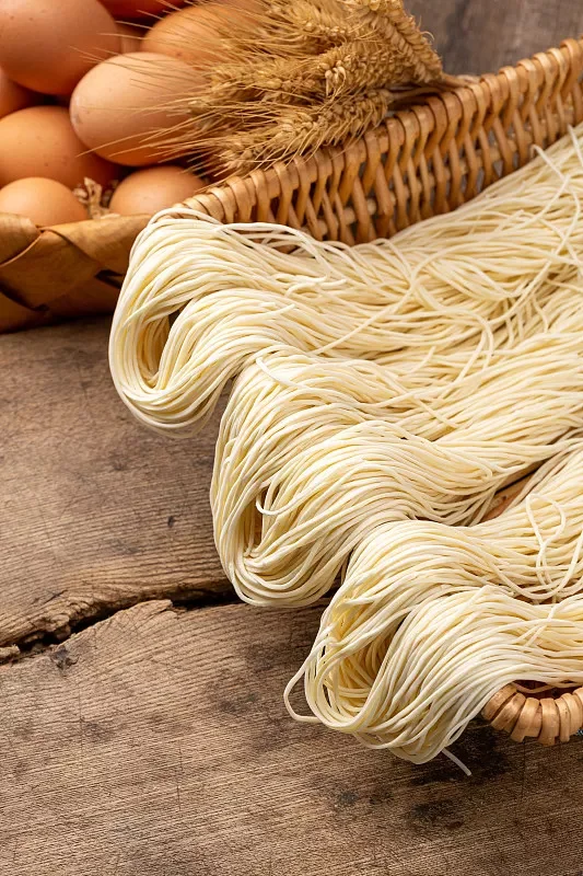Fresh egg noodles for Asian cuisine preparation