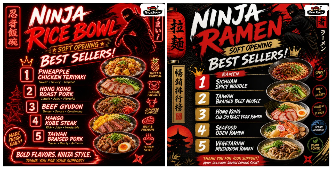 Japanese ramen bowls featuring Sichuan spicy noodles and braised beef noodle