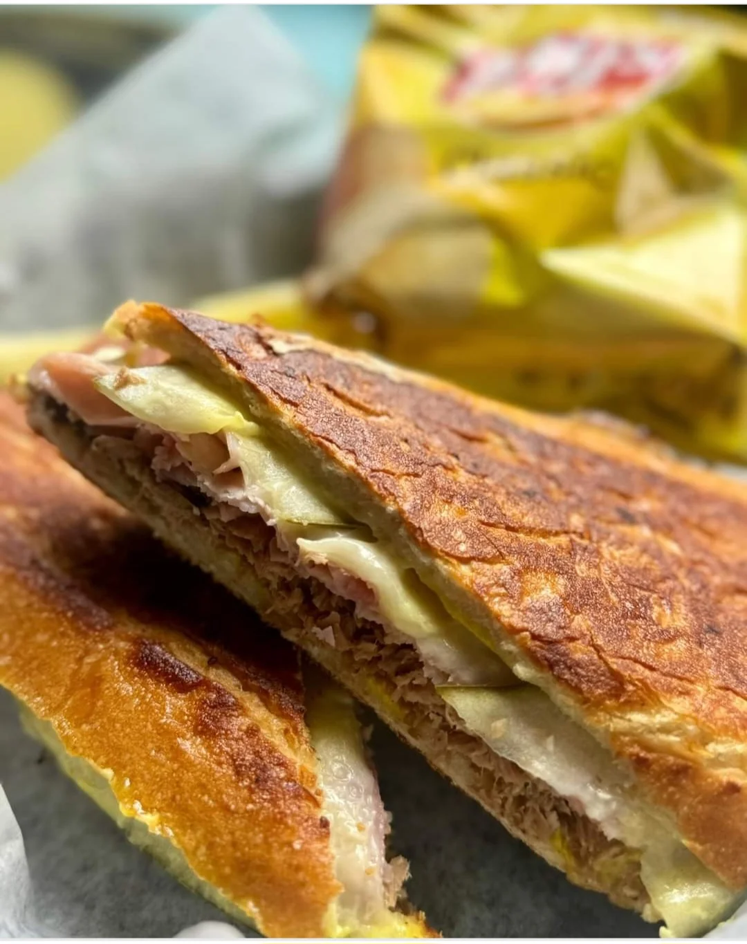Cuban sandwich with crispy bread and savory fillings