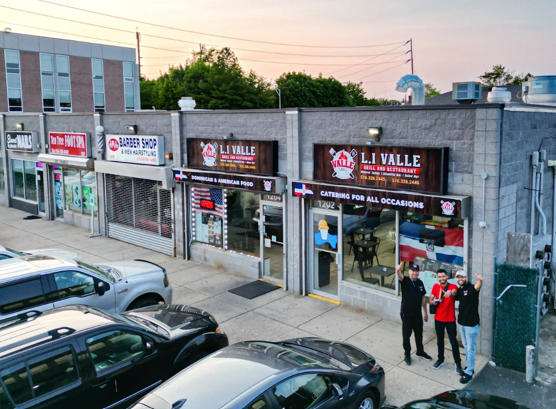 Exterior view of L.I. Valle Grill and Restaurant with vibrant signage