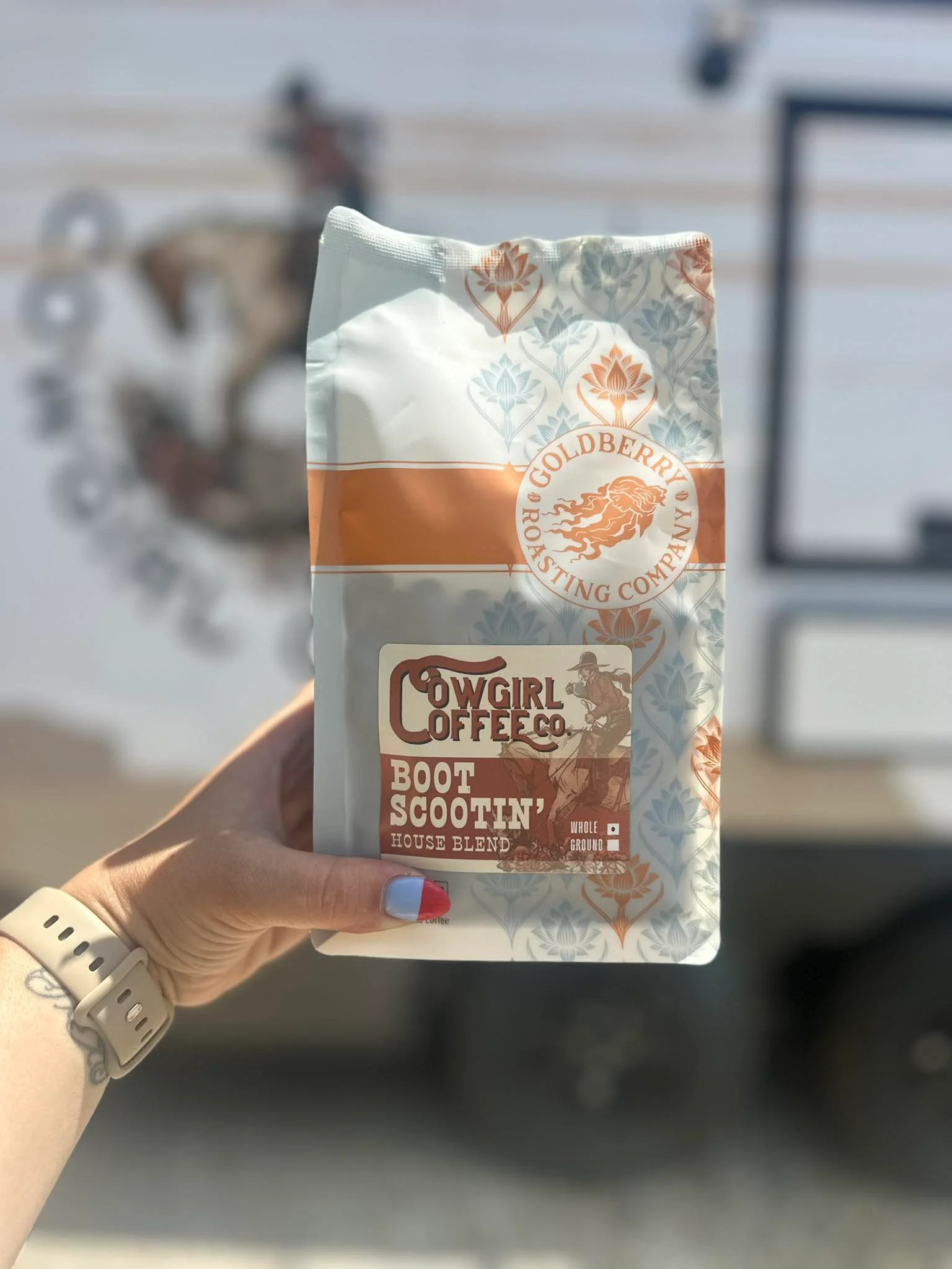 Bag of Cowgirl Coffee Co. Boot Scootin' house blend coffee