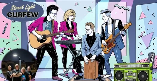Live band performing at 80s party night event