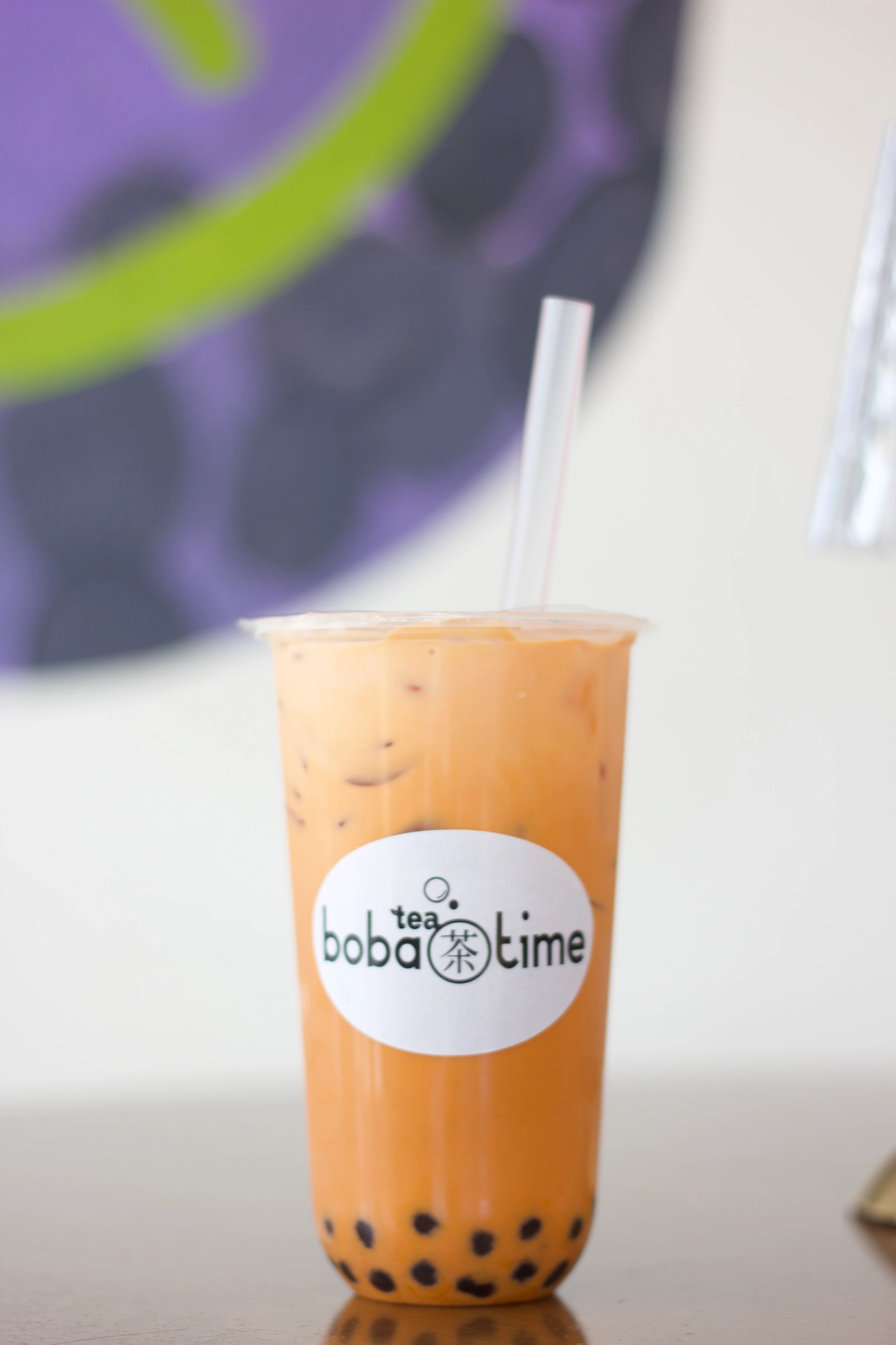 Iced Thai milk tea with boba pearls