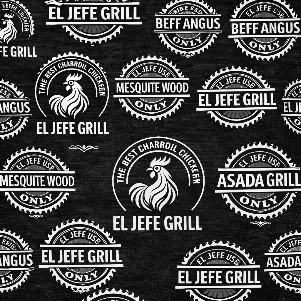 Stylish logo design for El Jefe Grill featuring charbroiled chicken