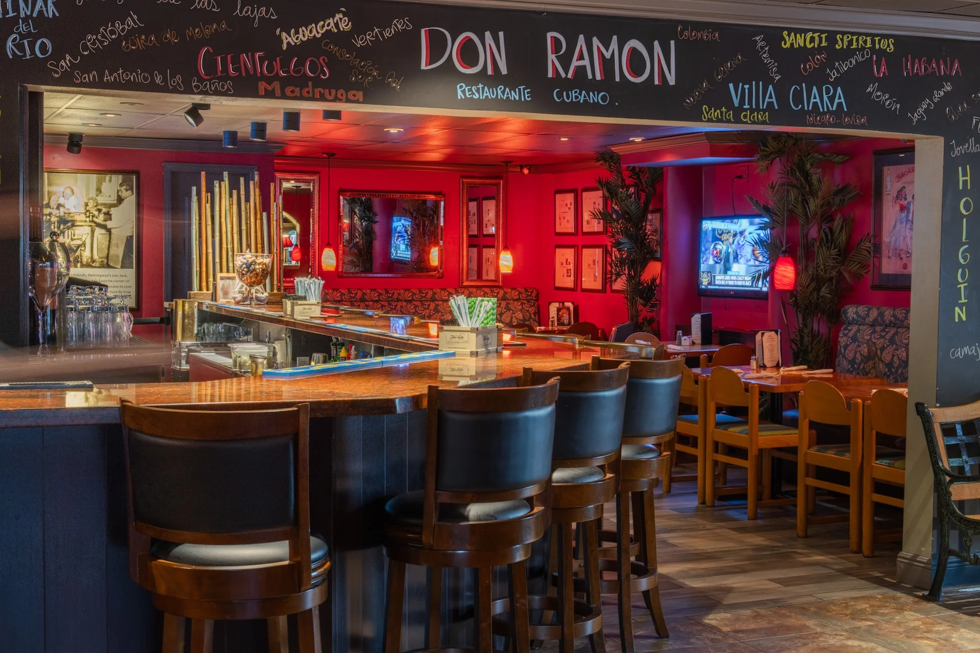 Cozy Cuban restaurant interior with vibrant decor