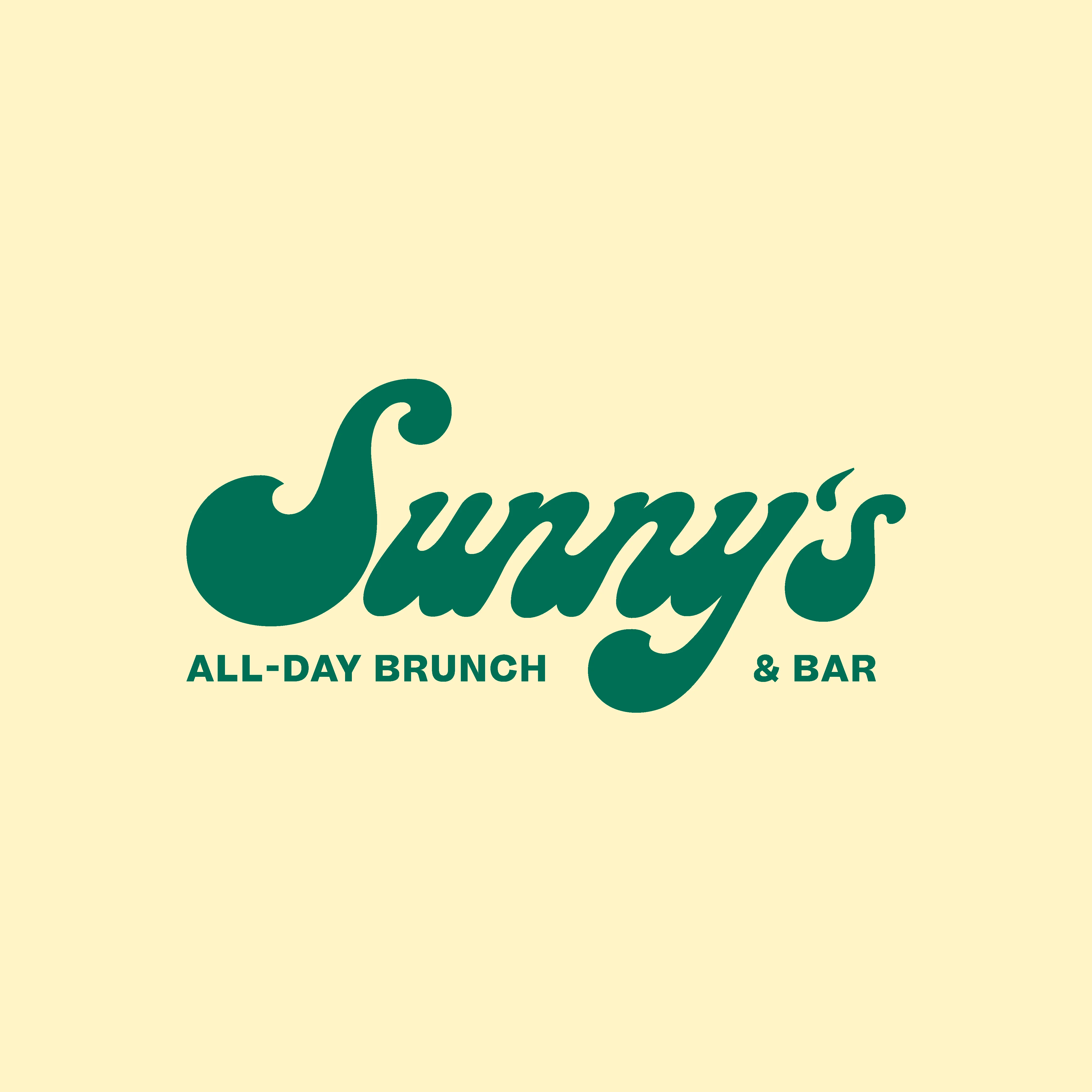 Logo of Sunny's All-Day Brunch & Bar in green on a light background