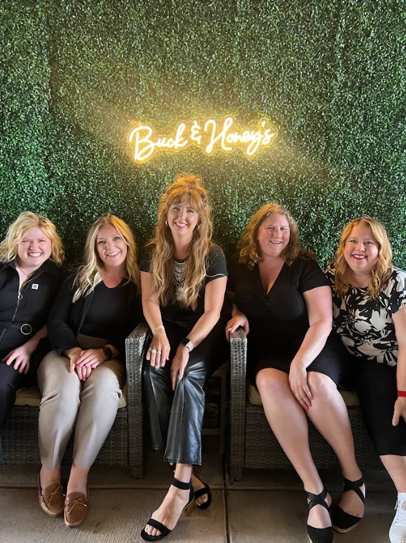 Group of friends at Buck & Honey's restaurant