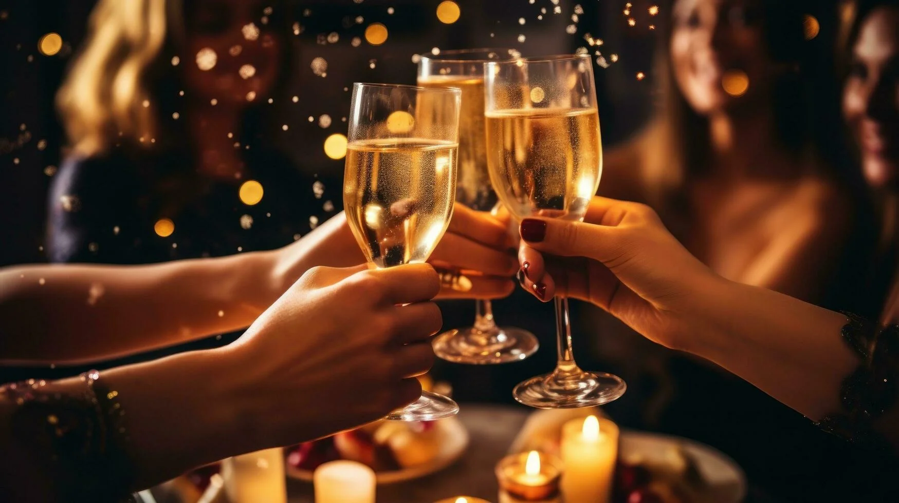 Cheers with champagne flutes at a festive celebration