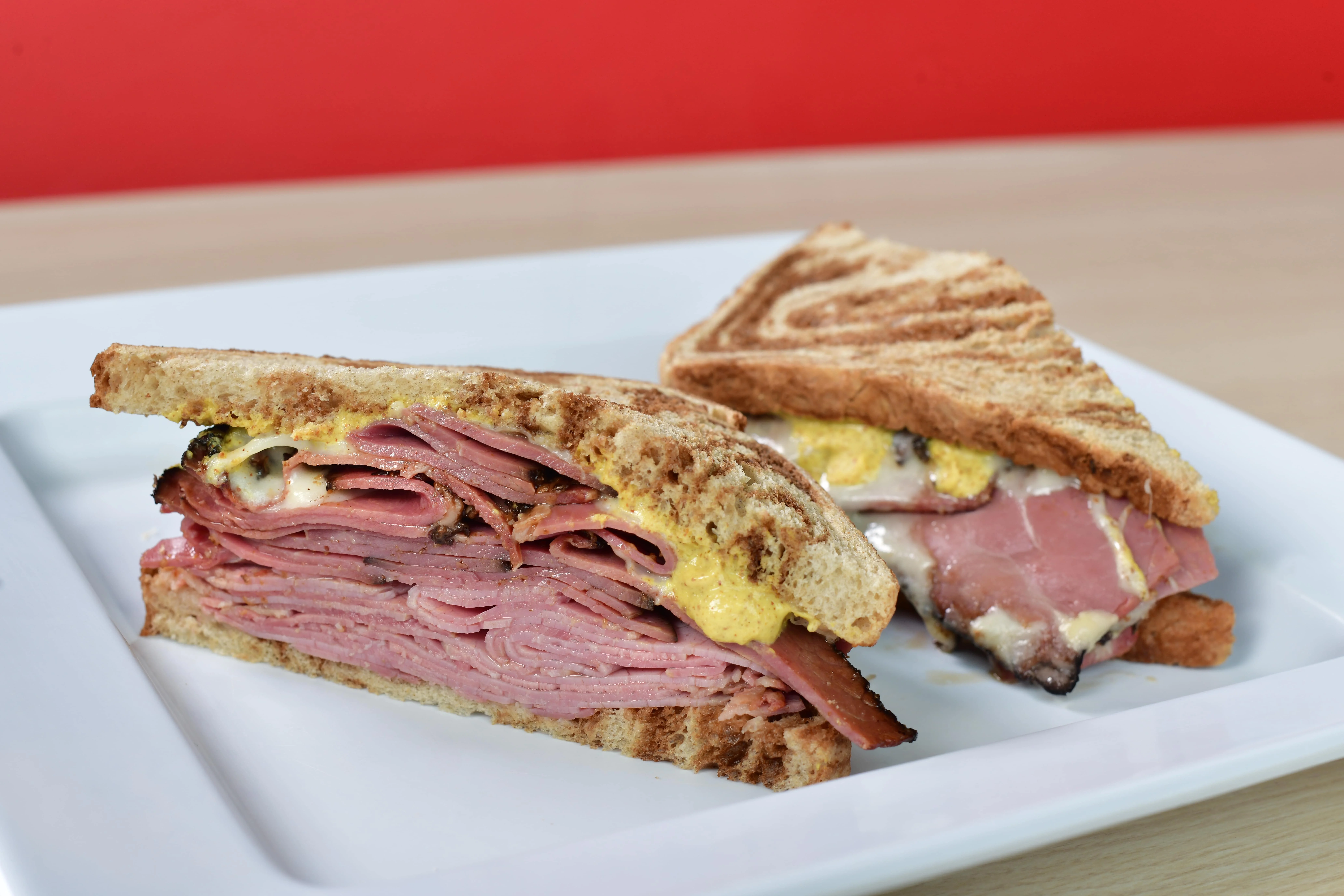 Classic deli sandwich with layers of pastrami