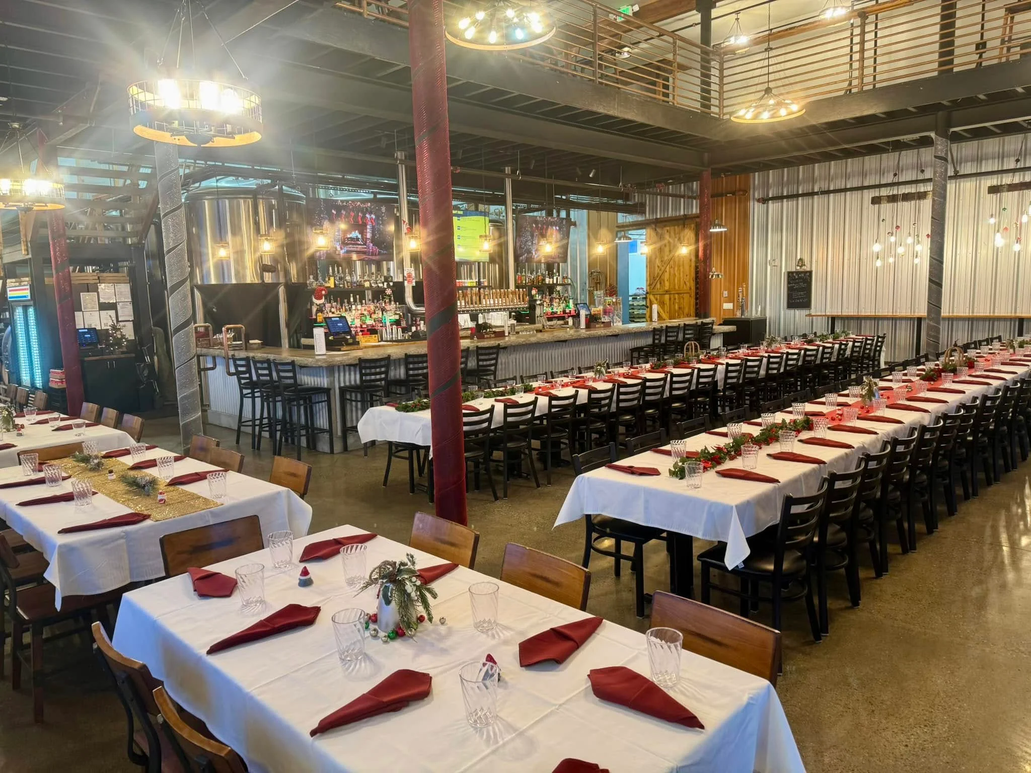 Spacious restaurant interior with elegant table settings