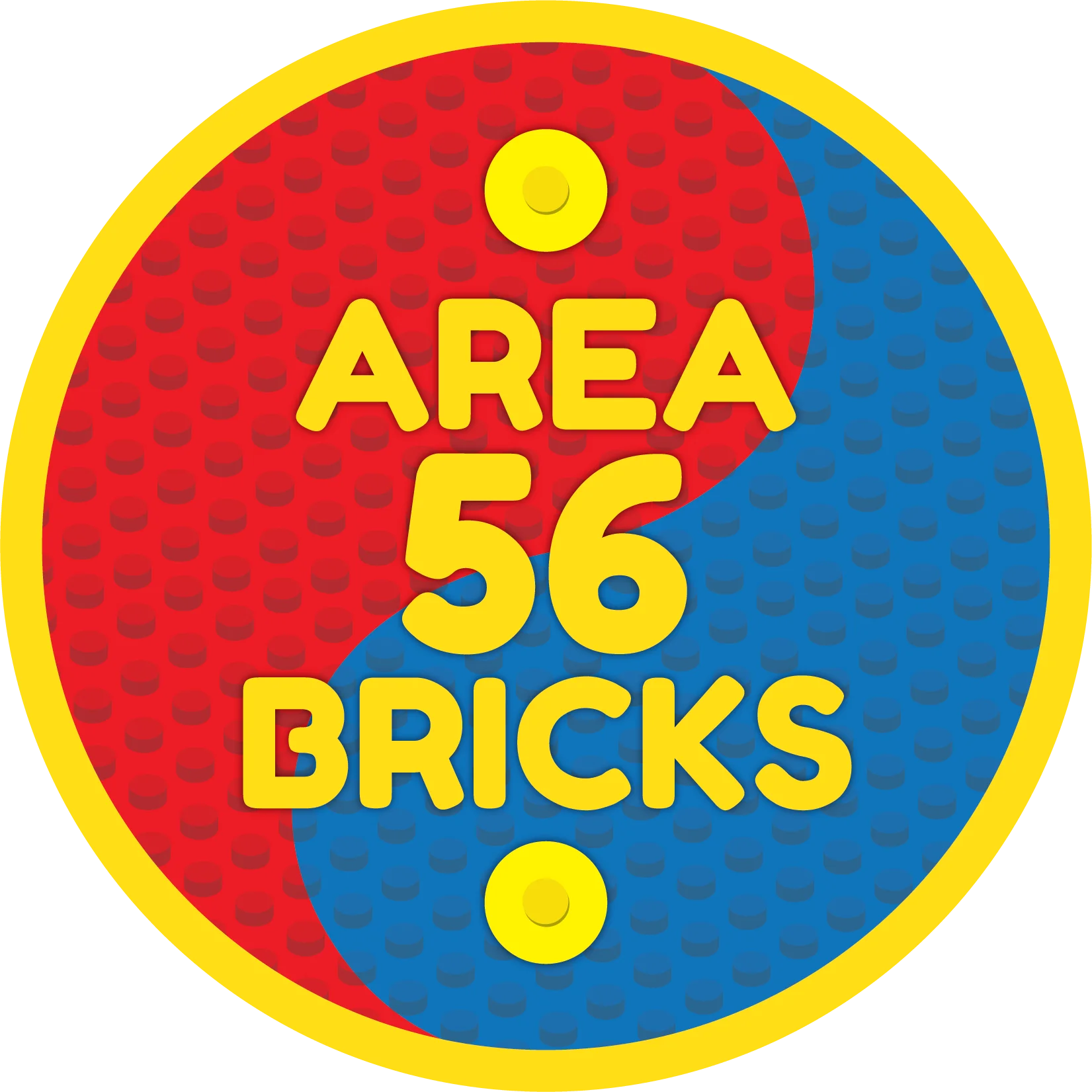 Colorful logo for Area 56 Bricks featuring a playful design