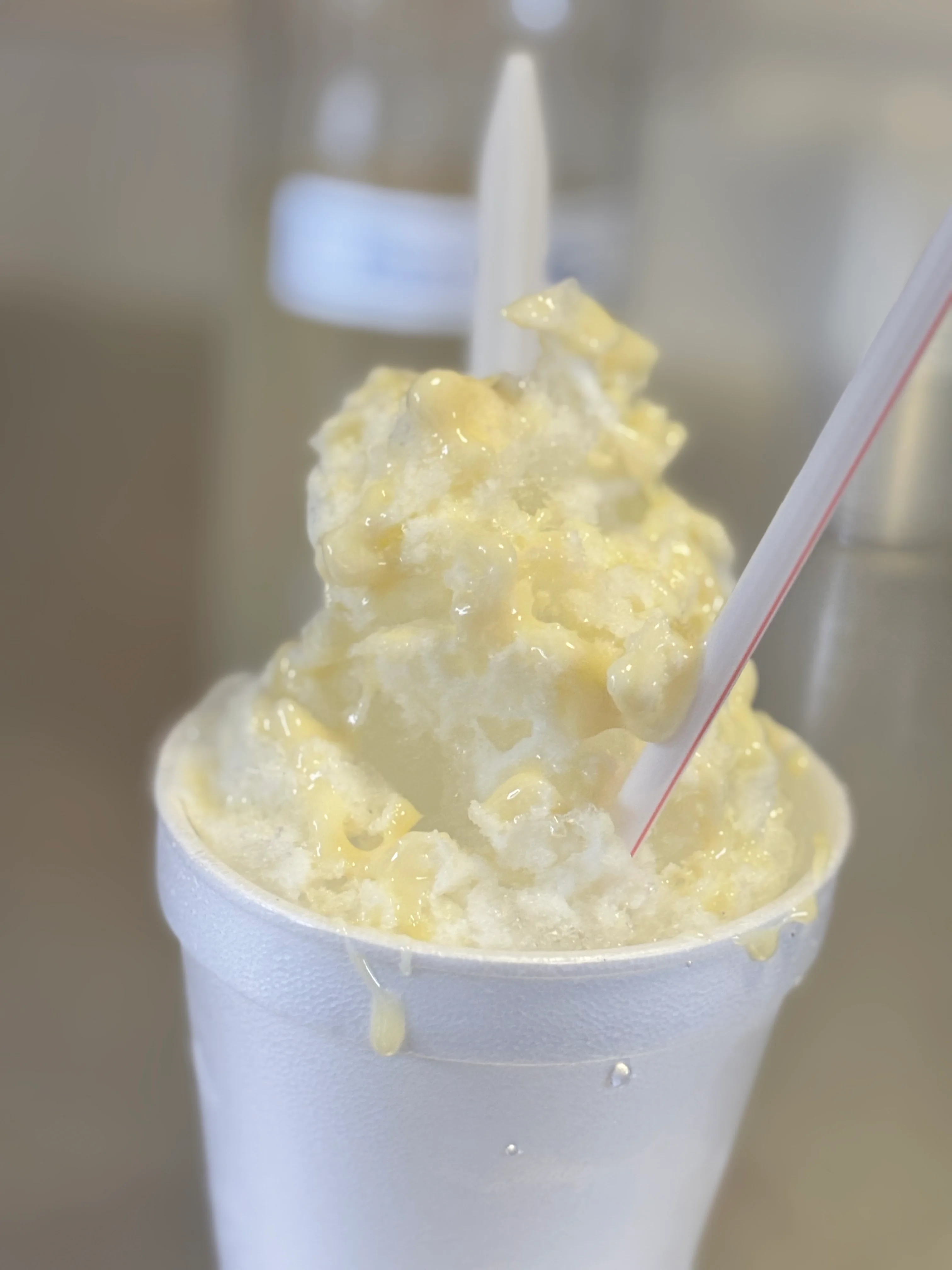 Delicious Hawaiian shave ice topped with sweet syrup