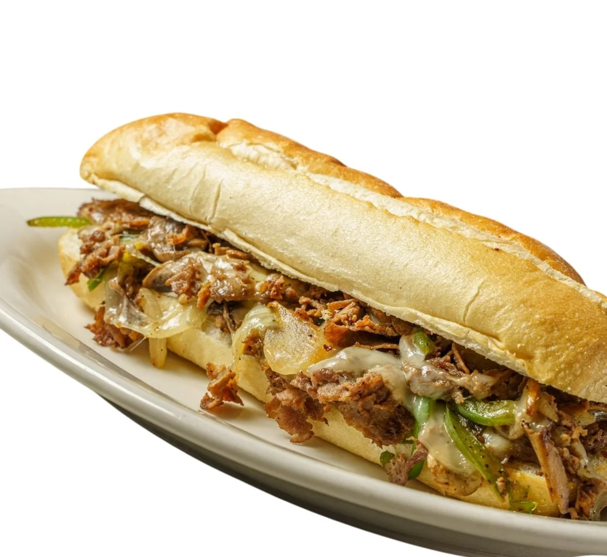 Philly cheesesteak sandwich on a plate