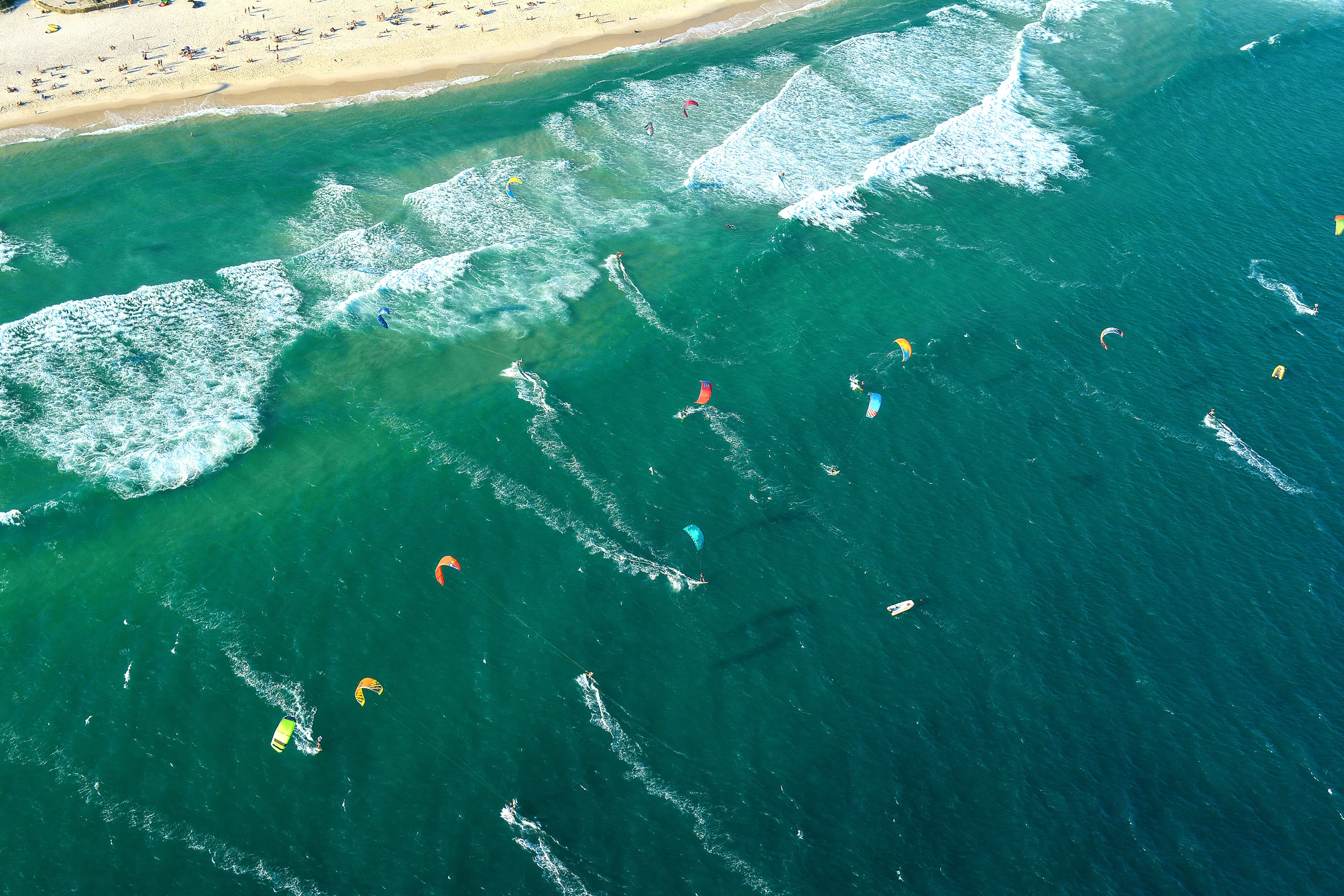 kite boarding in the ocean