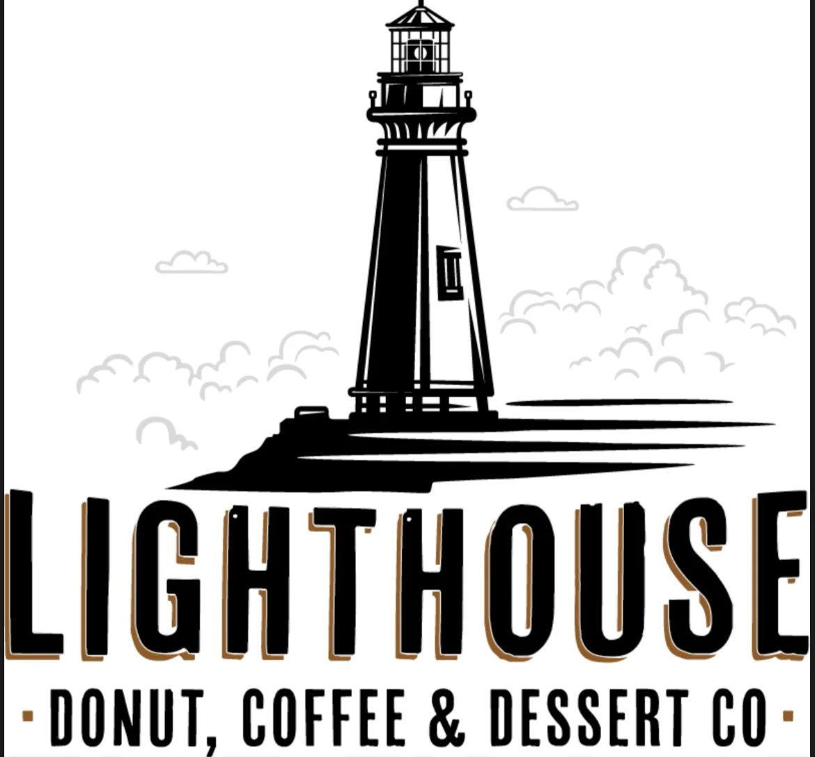 Logo of Lighthouse Donut, Coffee & Dessert Co. featuring a lighthouse design