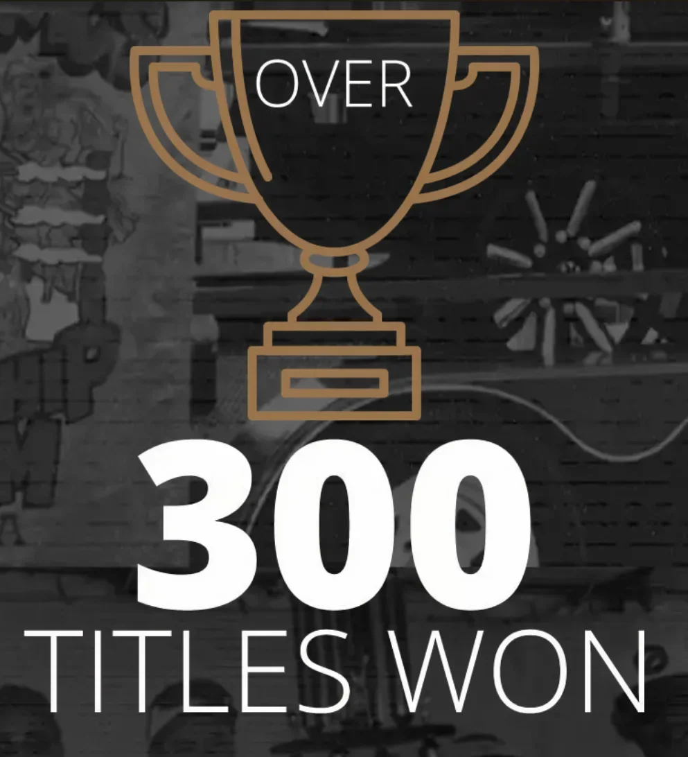 Trophy symbolizing over 300 titles won in competitions