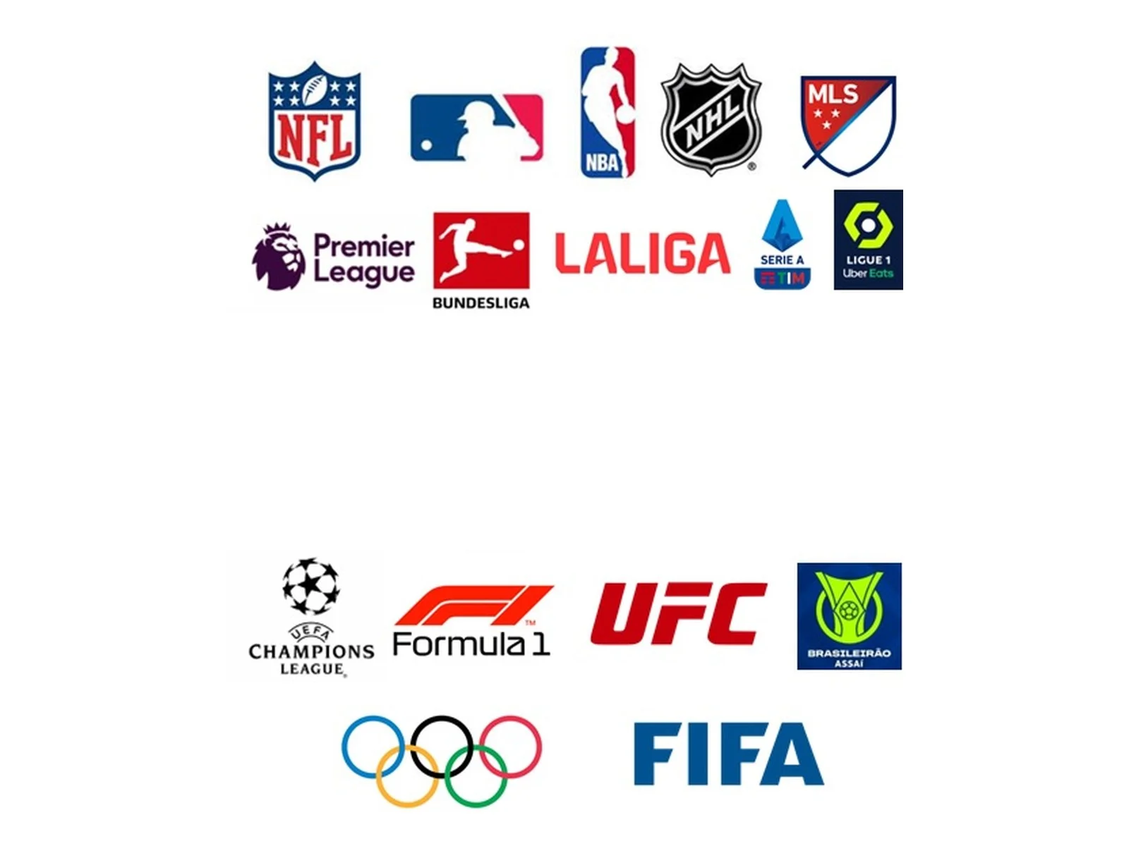 Sports we show: NFL, MLB, NBA, NHL, soccer, UFC, F1 and more