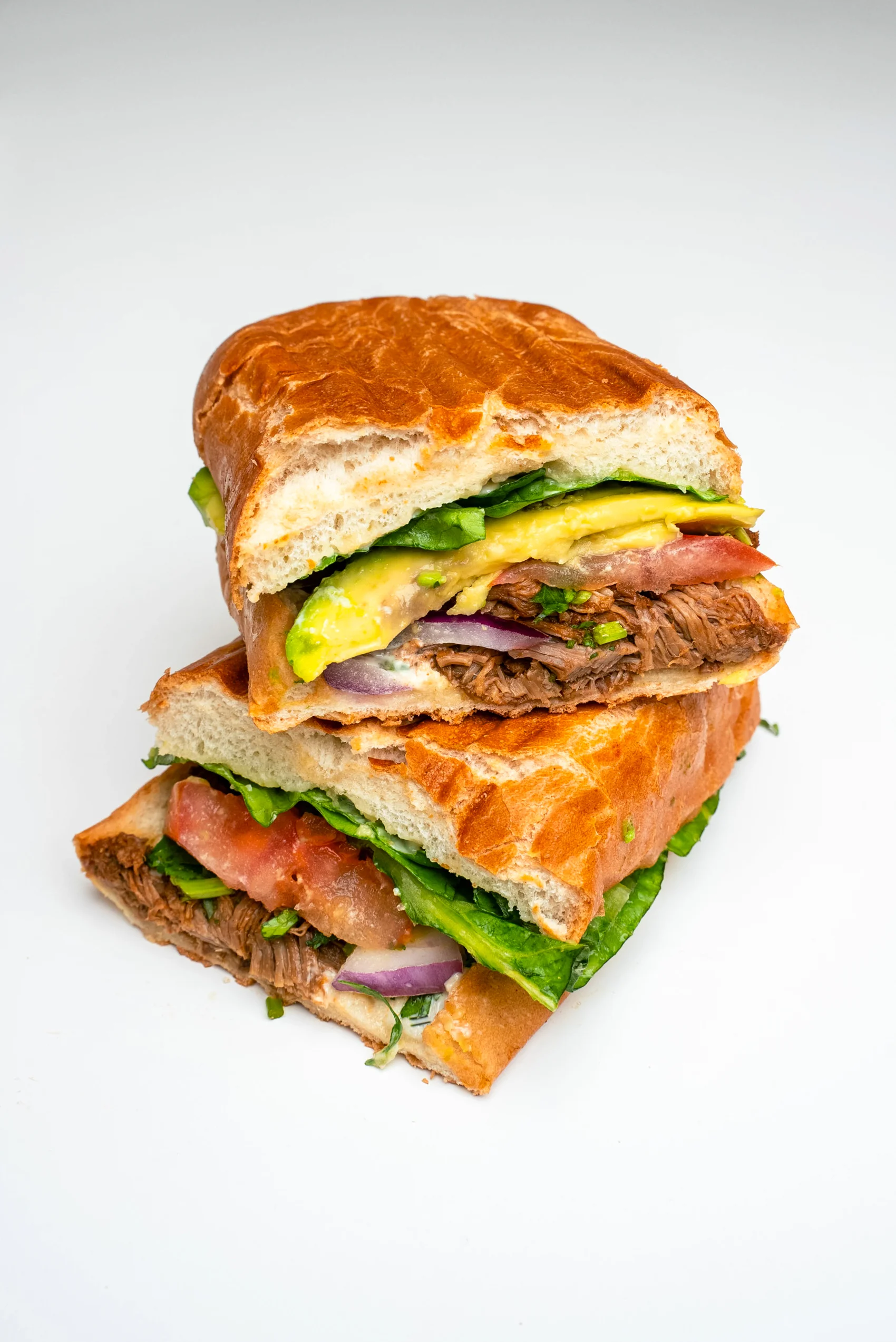 Delicious Cuban sandwich with beef and fresh vegetables