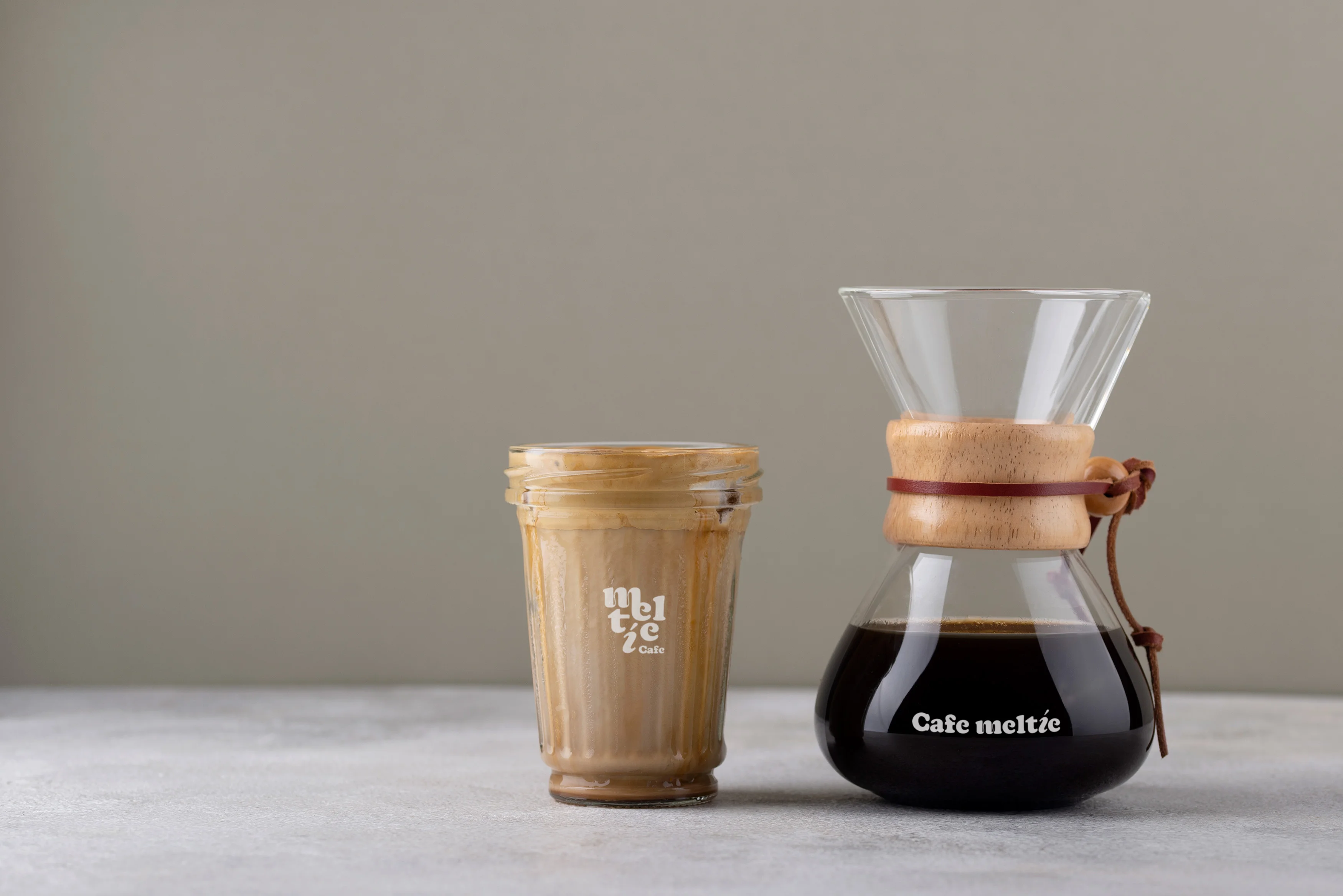 Coffee served in a stylish glass with a Chemex coffee maker