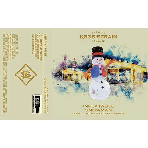 Label for Inflatable Snowman lager with cranberry and cinnamon
