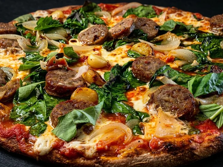 Spinach & Sausage Pizza