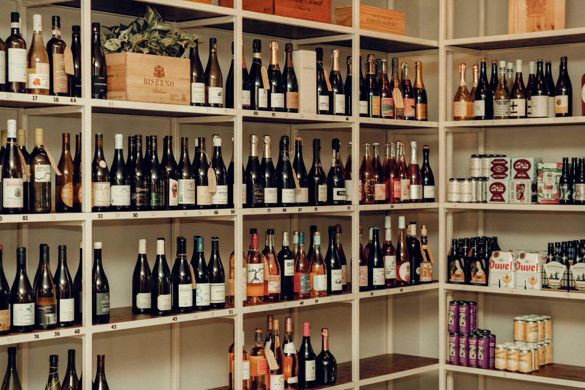 Wine and beverage display in a modern retail space