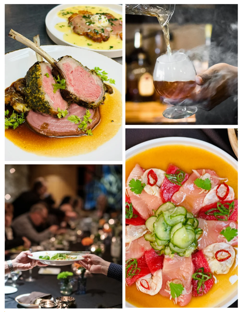 Elegant lamb rack with herb crust and fine dining presentation