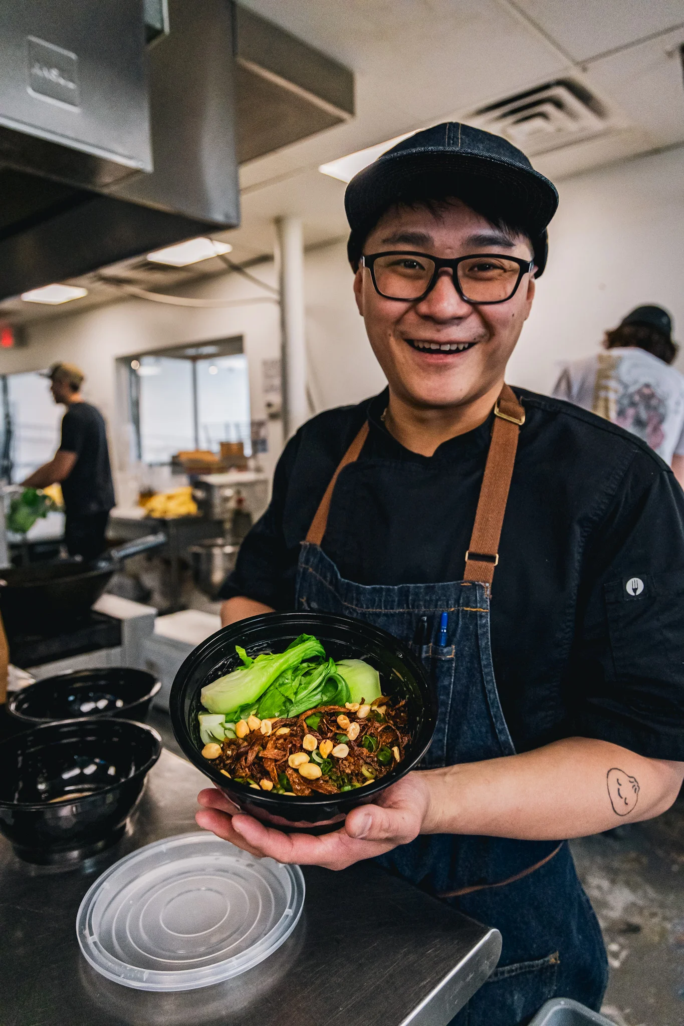 Chef Tim Rammell with the Dan Dan noodles chinese food sugarhouse salt lake city utah