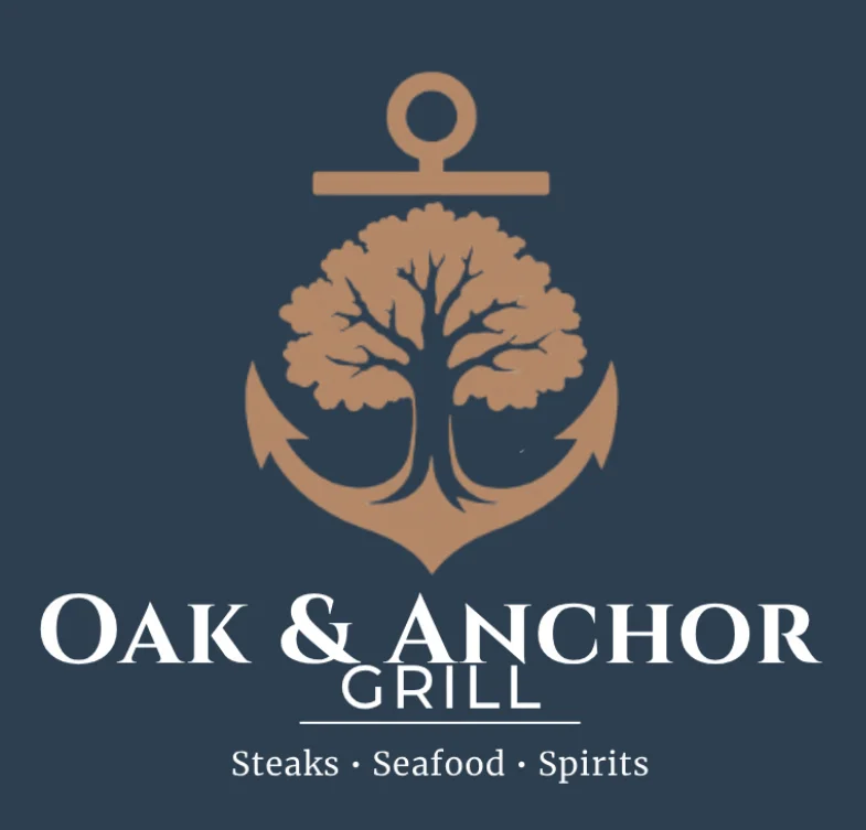 Logo of Oak & Anchor Grill featuring a tree and anchor design