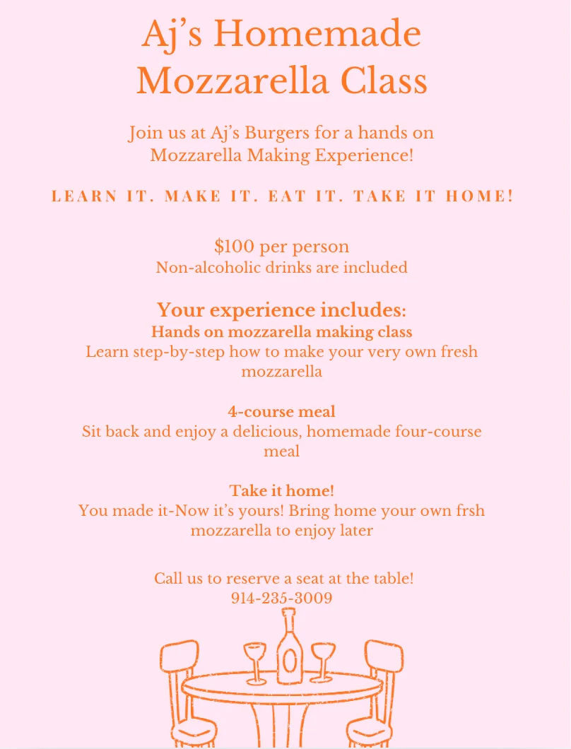 Mozzarella making class promotional flyer with vibrant design