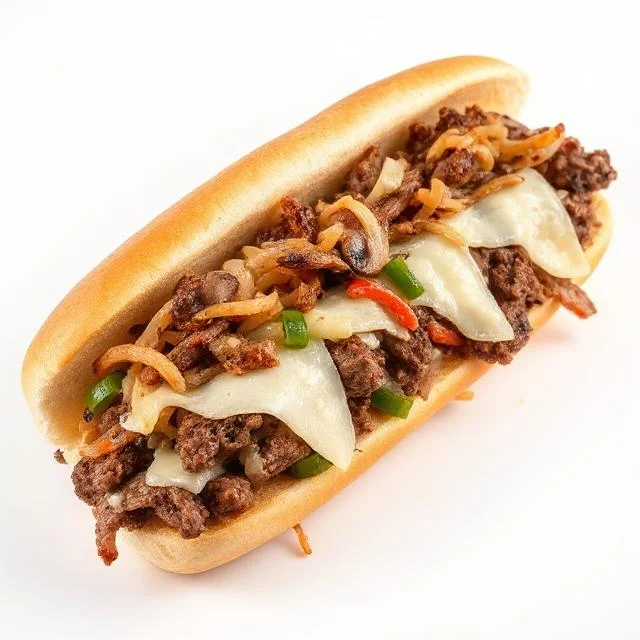 Philly cheesesteak sandwich with sautéed onions