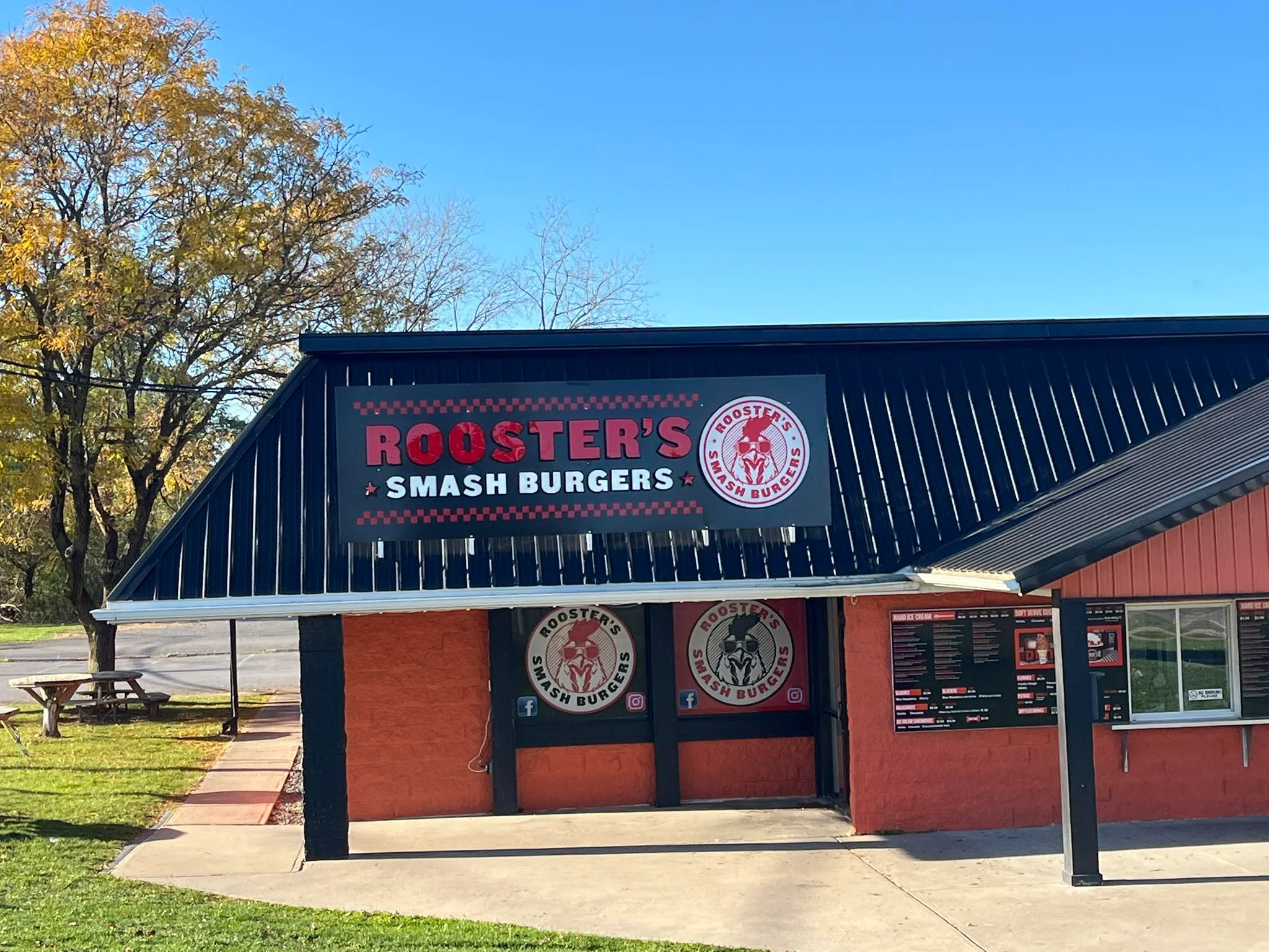 Exterior view of Rooster's Smash Burgers restaurant