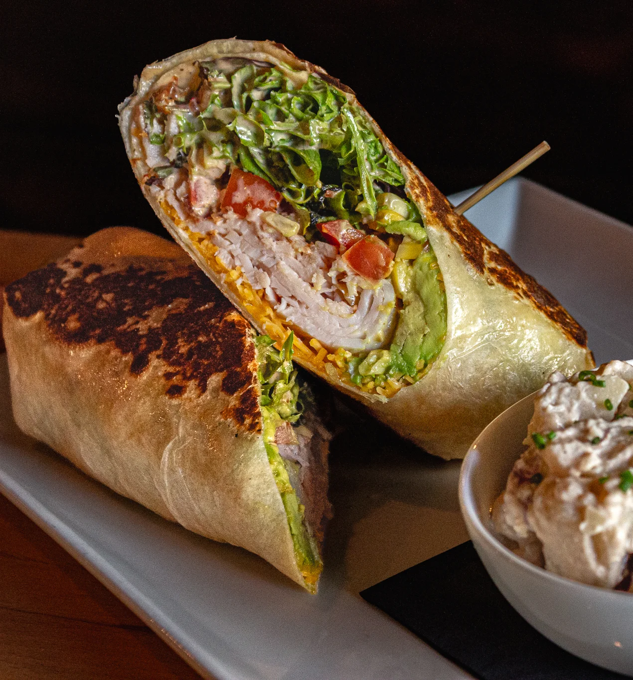Turkey Southwestern Wrap Potato Salad lunch light food salsa chipotle 
