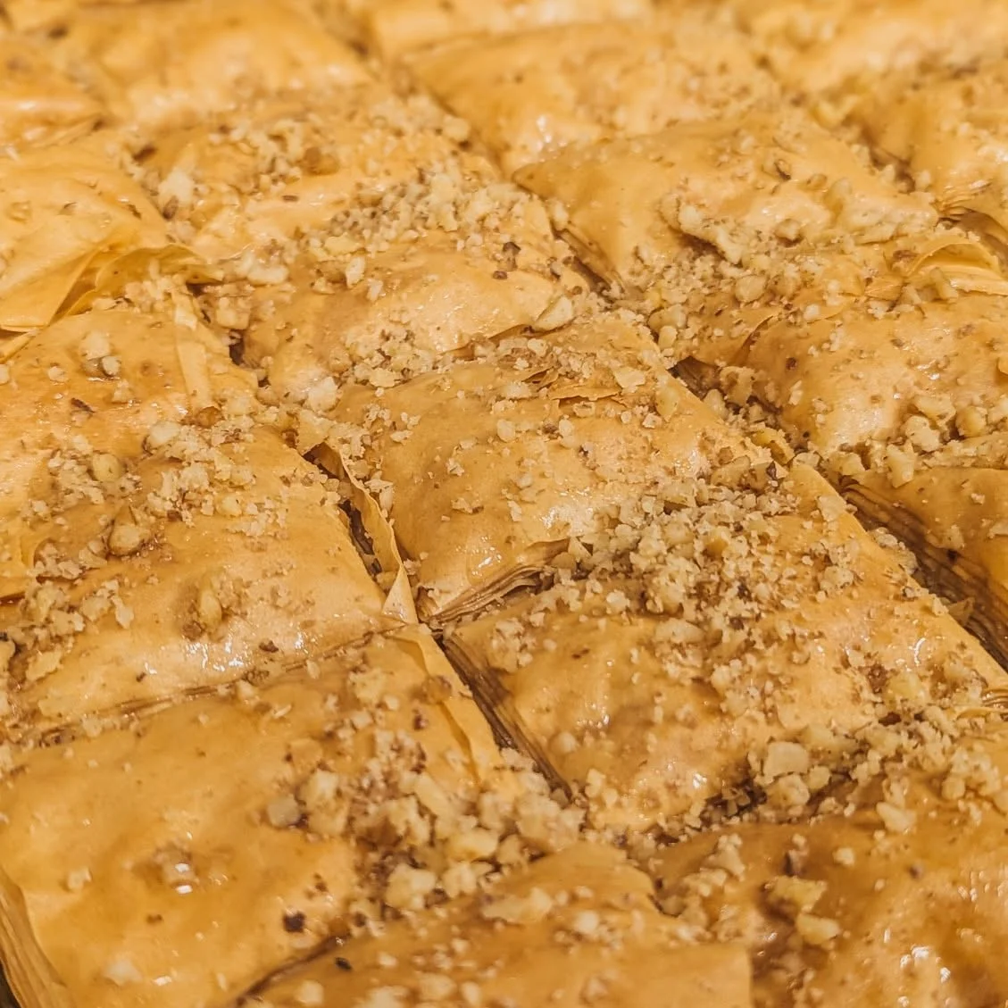 Delicious baklava with crushed nuts, a classic Mediterranean dessert