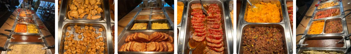Buffet spread featuring Southern comfort food classics