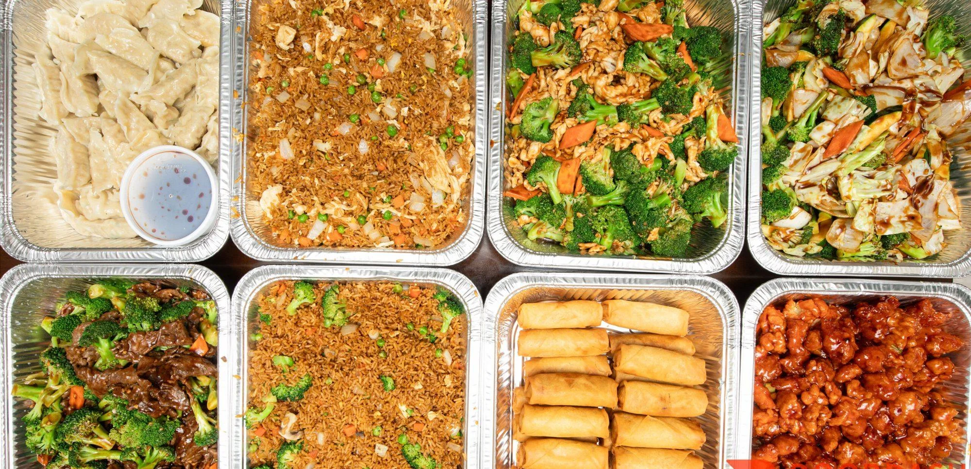 Trays of Chinese-American catering entrees