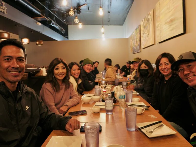 Group dining experience in a cozy restaurant setting