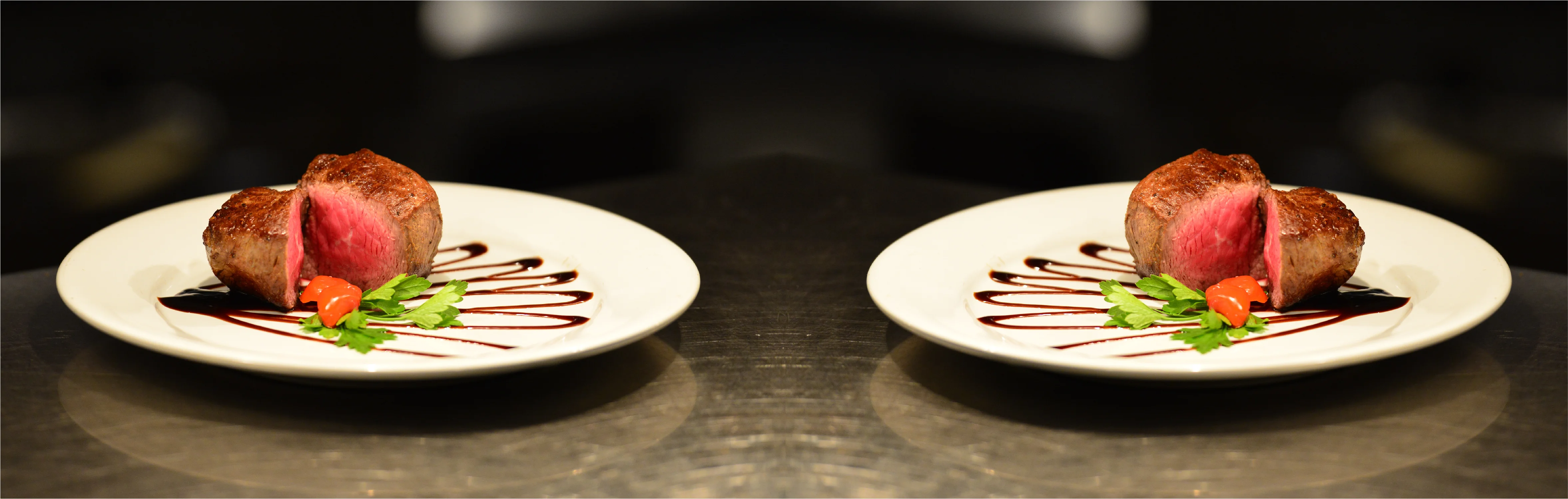 Elegant steak dishes at Irina's Steak & Seafood.
