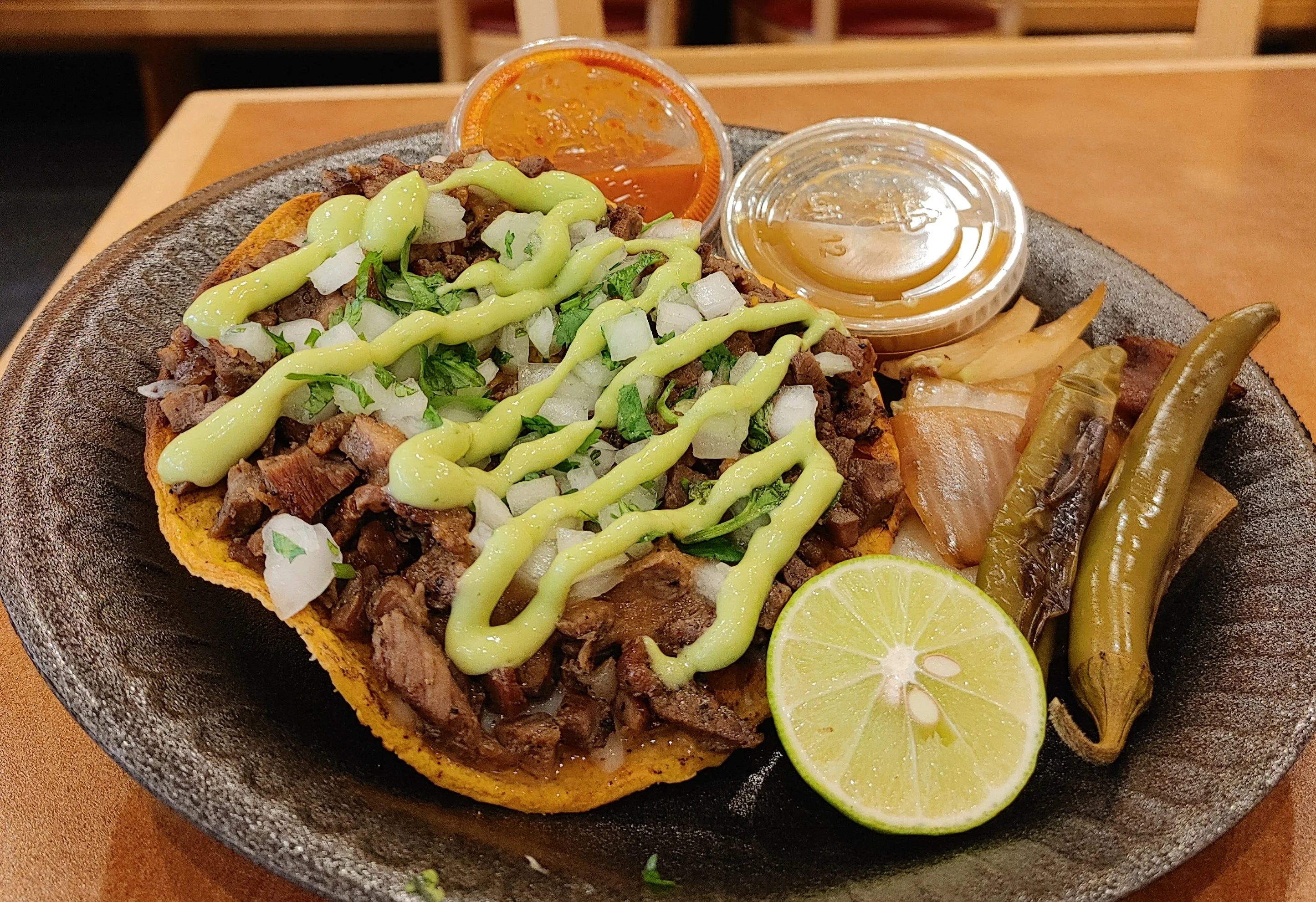 A delicious plate of authentic Mexican food with fresh ingredients