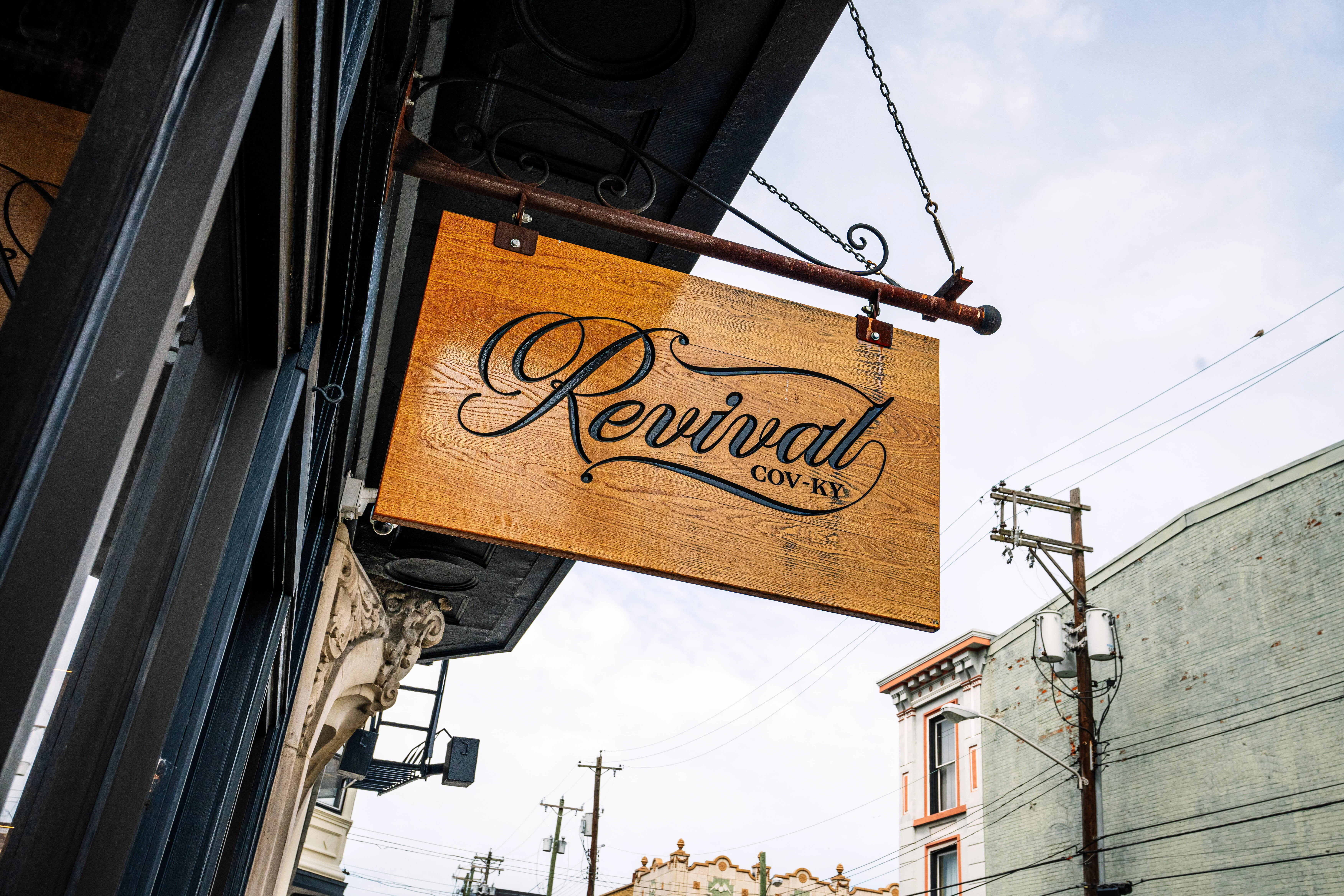 Signage for Revival restaurant in Covington, KY
