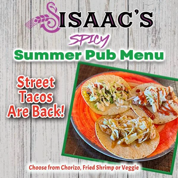 Fresh ingredients and homemade soups at Isaac's Craft Kitchen & Brewery, featuring shrimp, vibrant bell peppers, spinach, carrots, tomatoes, and artisanal ingredients. A farm-to-table selection highlighting produce and seafood.