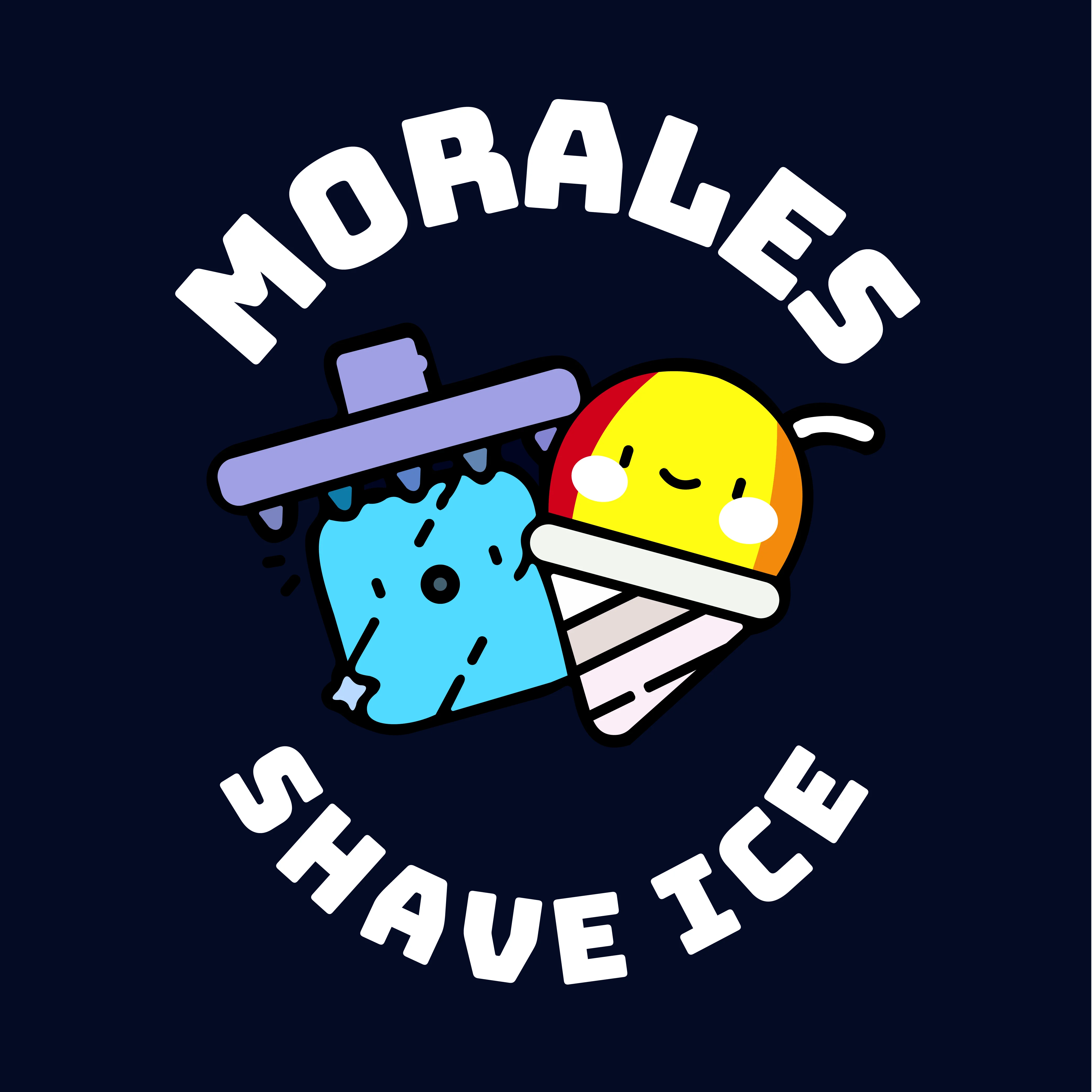 Colorful shave ice dessert with playful design