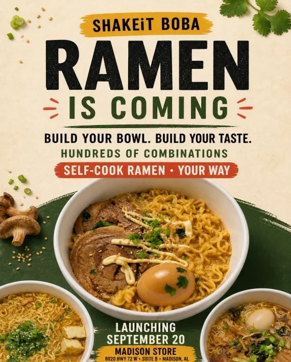 ShakeiT Boba ramen launch poster