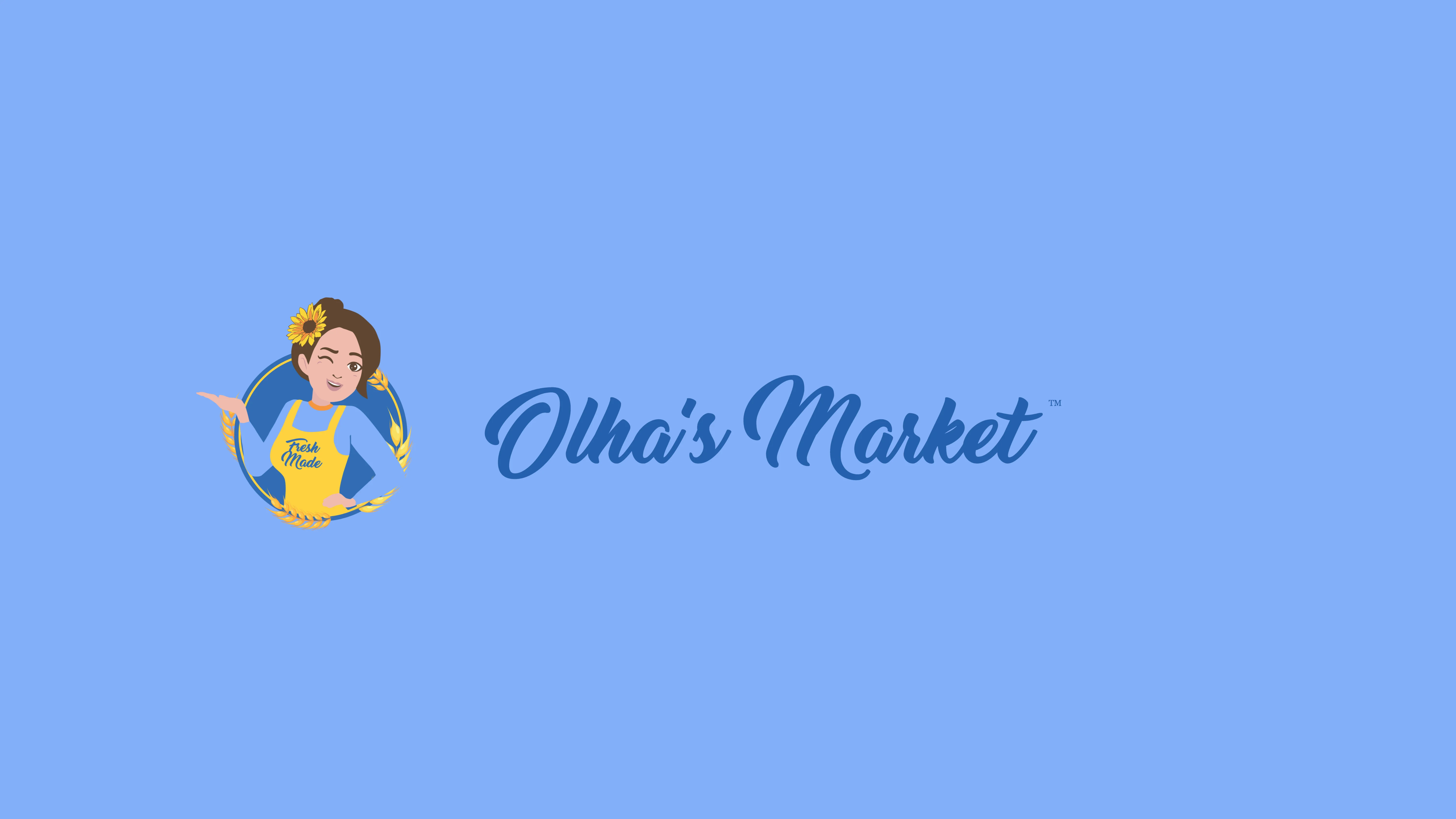 Logo of Olha's Market featuring a cheerful character