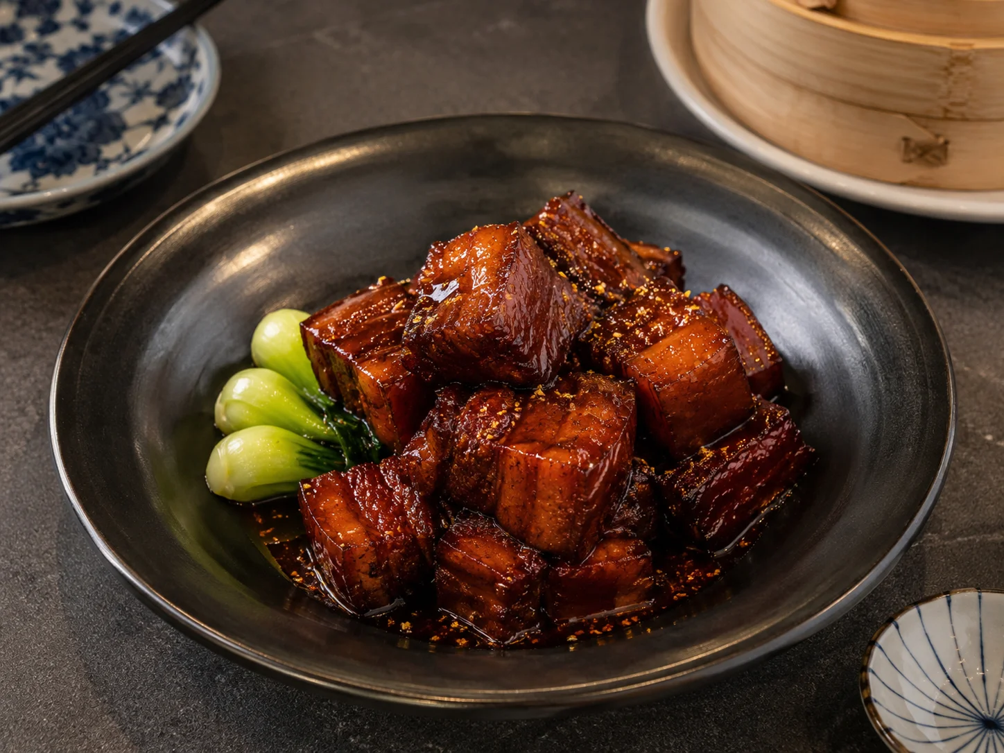 Chinese braised pork belly with scallions
