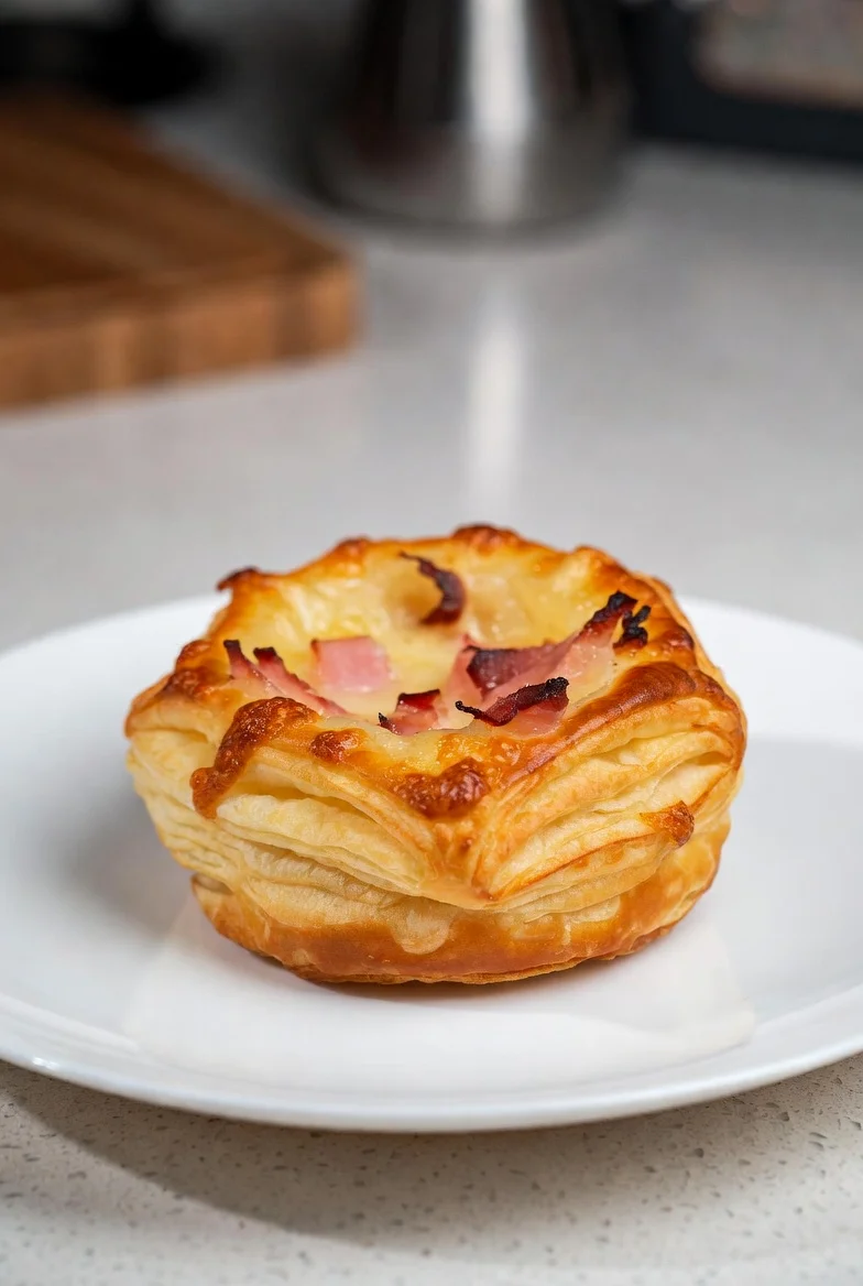 Savory ham and cheese puff pastry tart
