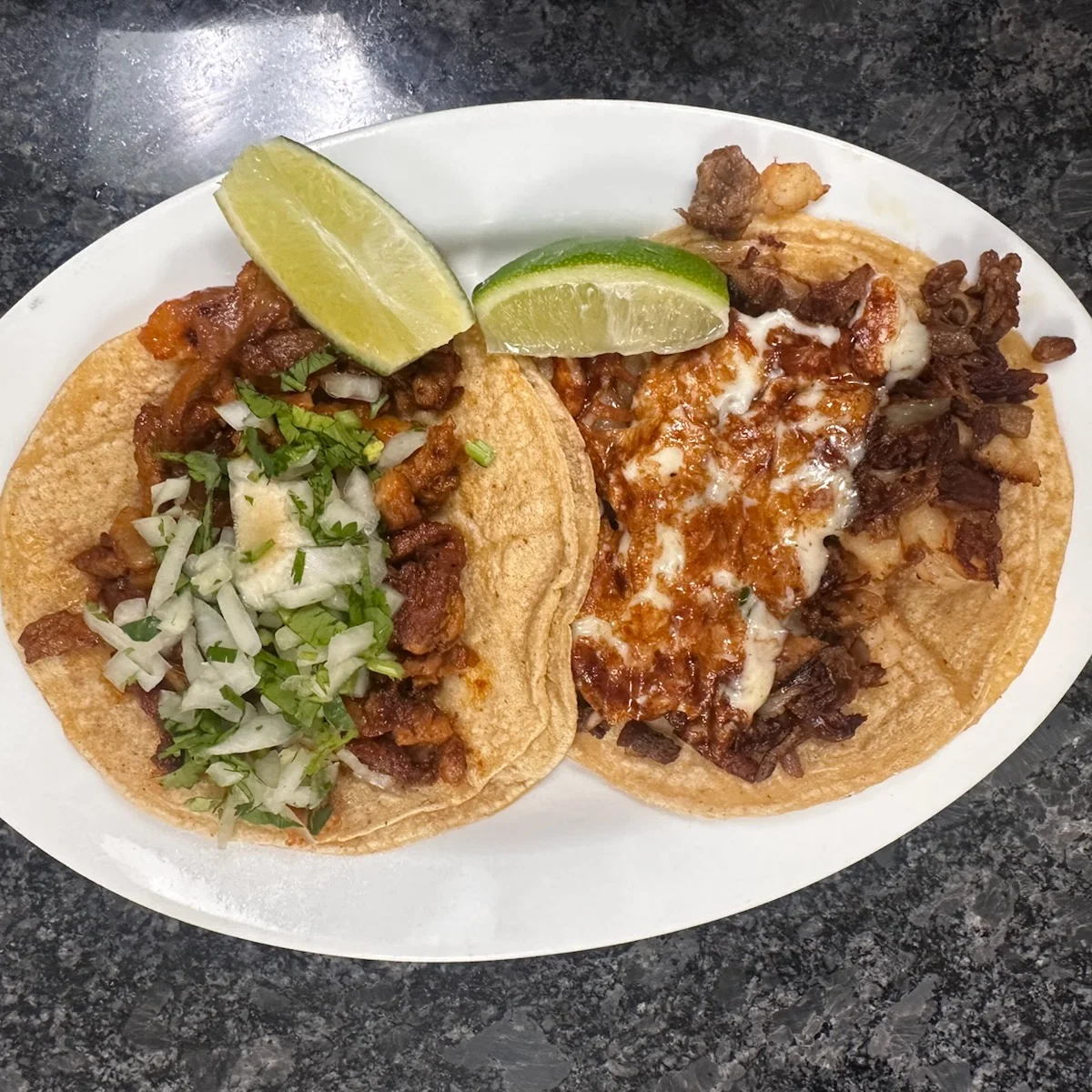 Authentic Mexican tacos with grilled meat and fresh toppings