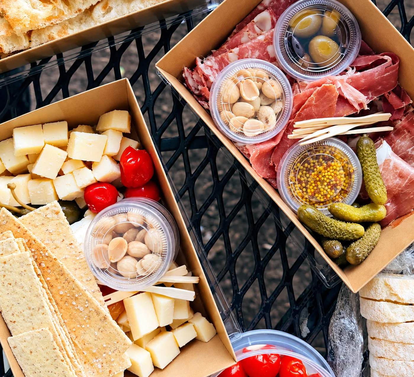 Mediterranean charcuterie board with assorted meats, cheeses, and accompaniments