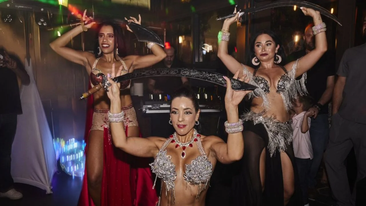 Belly dancing show at Sufrat Grill.