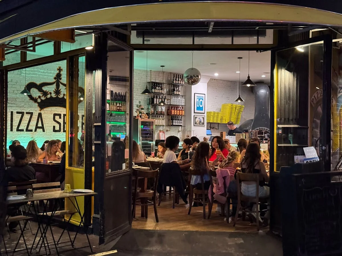 Cozy restaurant interior with lively dining atmosphere